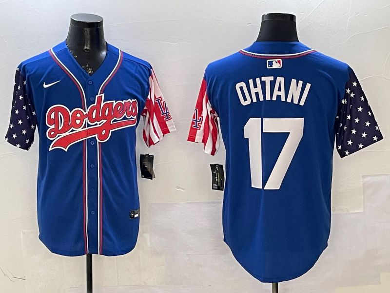 Men Los Angeles Dodgers #17 Ohtani Blue a generation of national flags Joint name 2025 Nike MLB Jersey style 1->los angeles dodgers->MLB Jersey